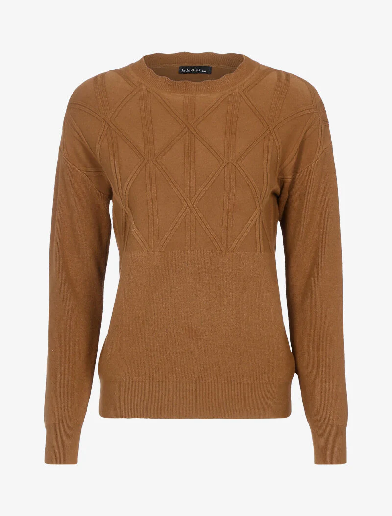 Trui met gestructureerde geometrische details - bruin