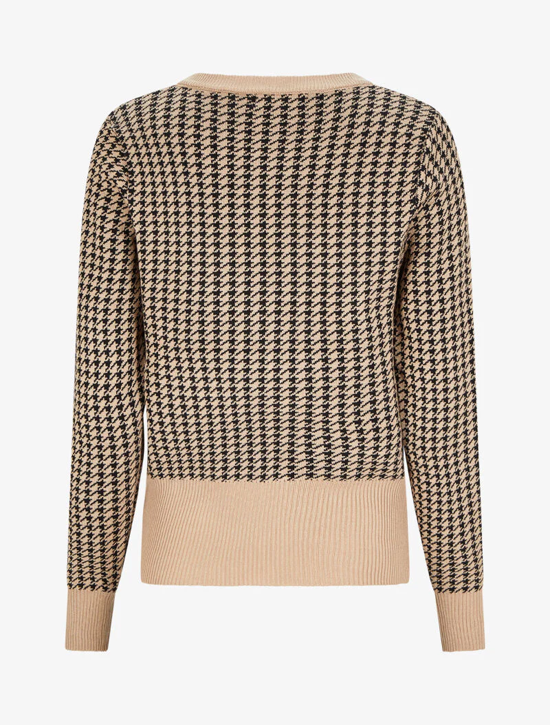 Houndstooth print trui - Camel/zwart - Image 2