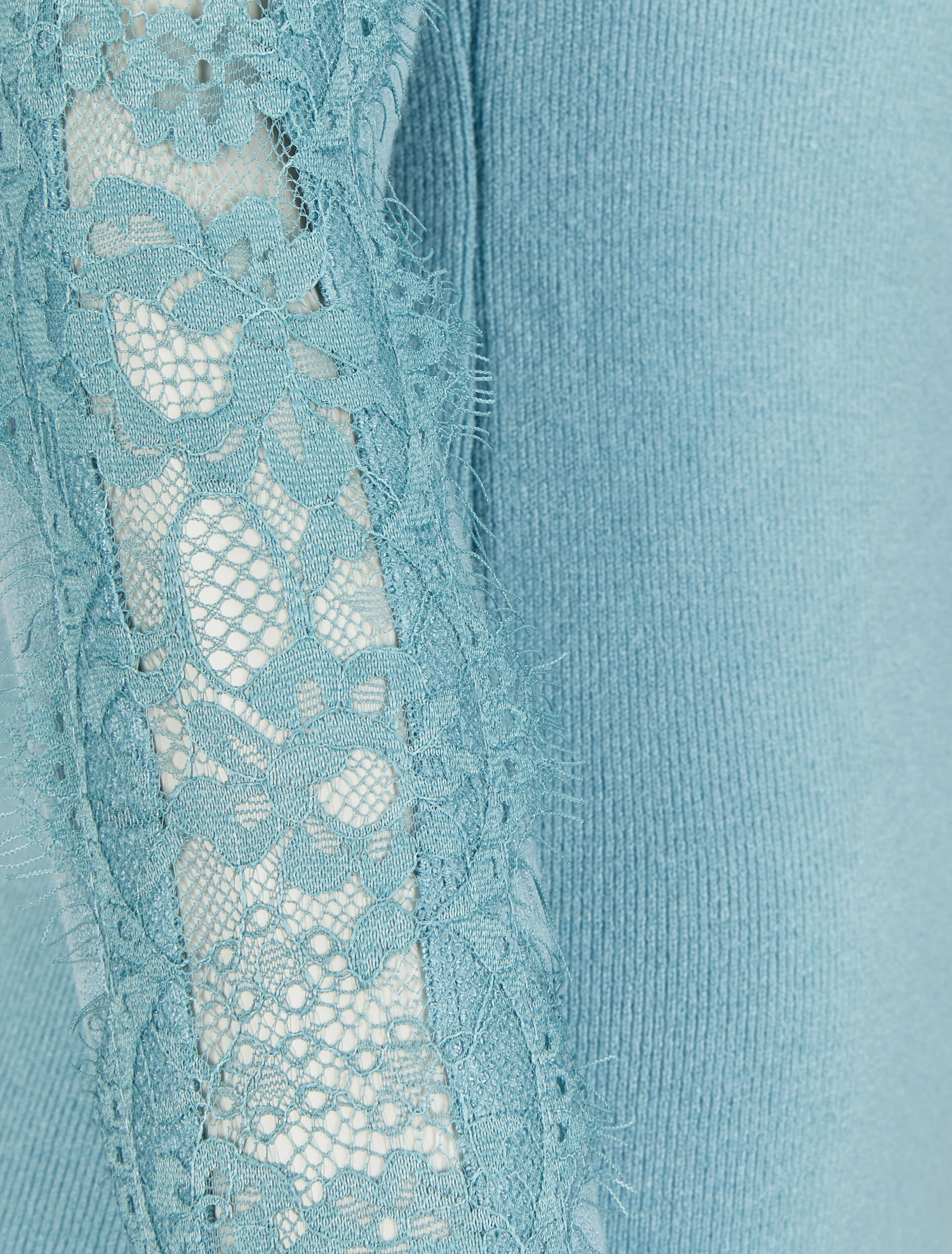 Bootshals trui met kanten mouwdetails - Lichtblauw - Image 3