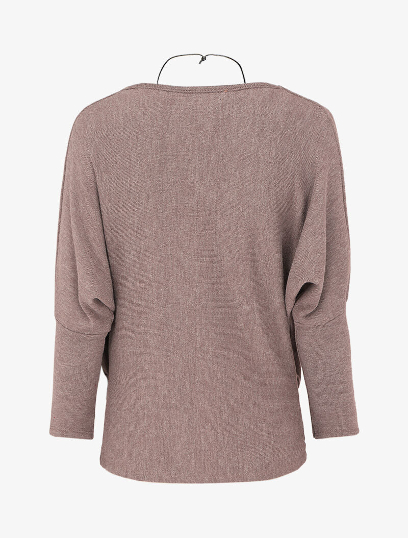 Cowl neck sweater with dolman sleeves - Taupe - Image 2
