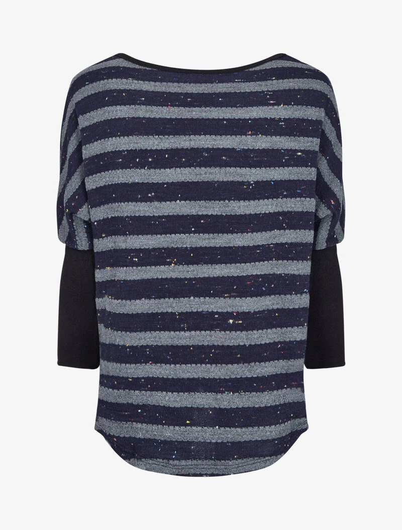 Dolman marinière trui met lange achterkant - Marineblauw - Image 2