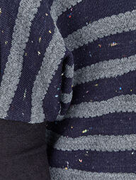 Dolman marinière trui met lange achterkant - Marineblauw - Image 3