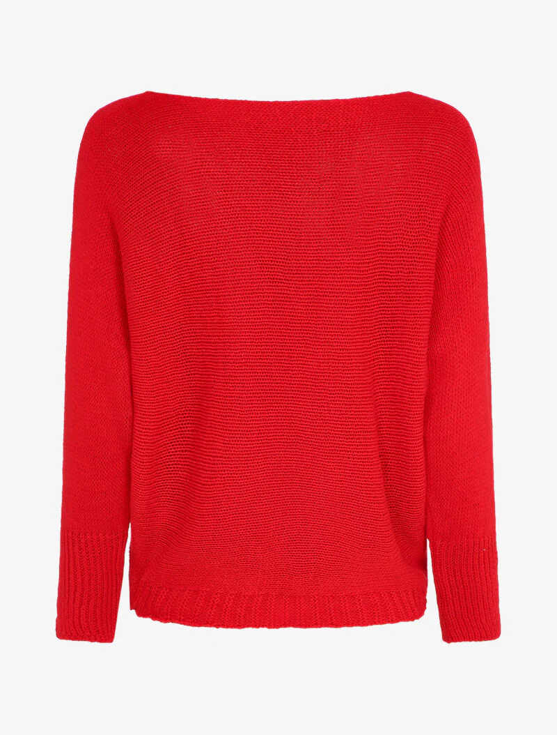 Trui met watervalhals en dolmanmouwen - Rood - Image 2