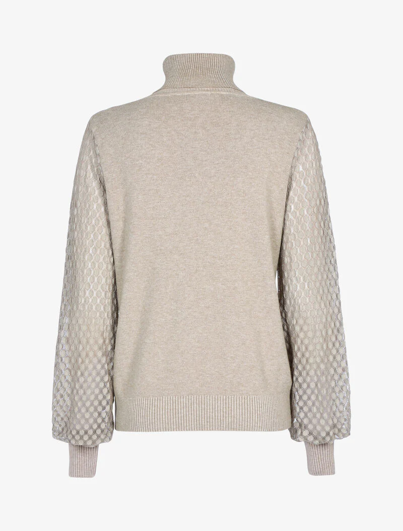 Kanten mouwentrui met print - taupe - Image 2