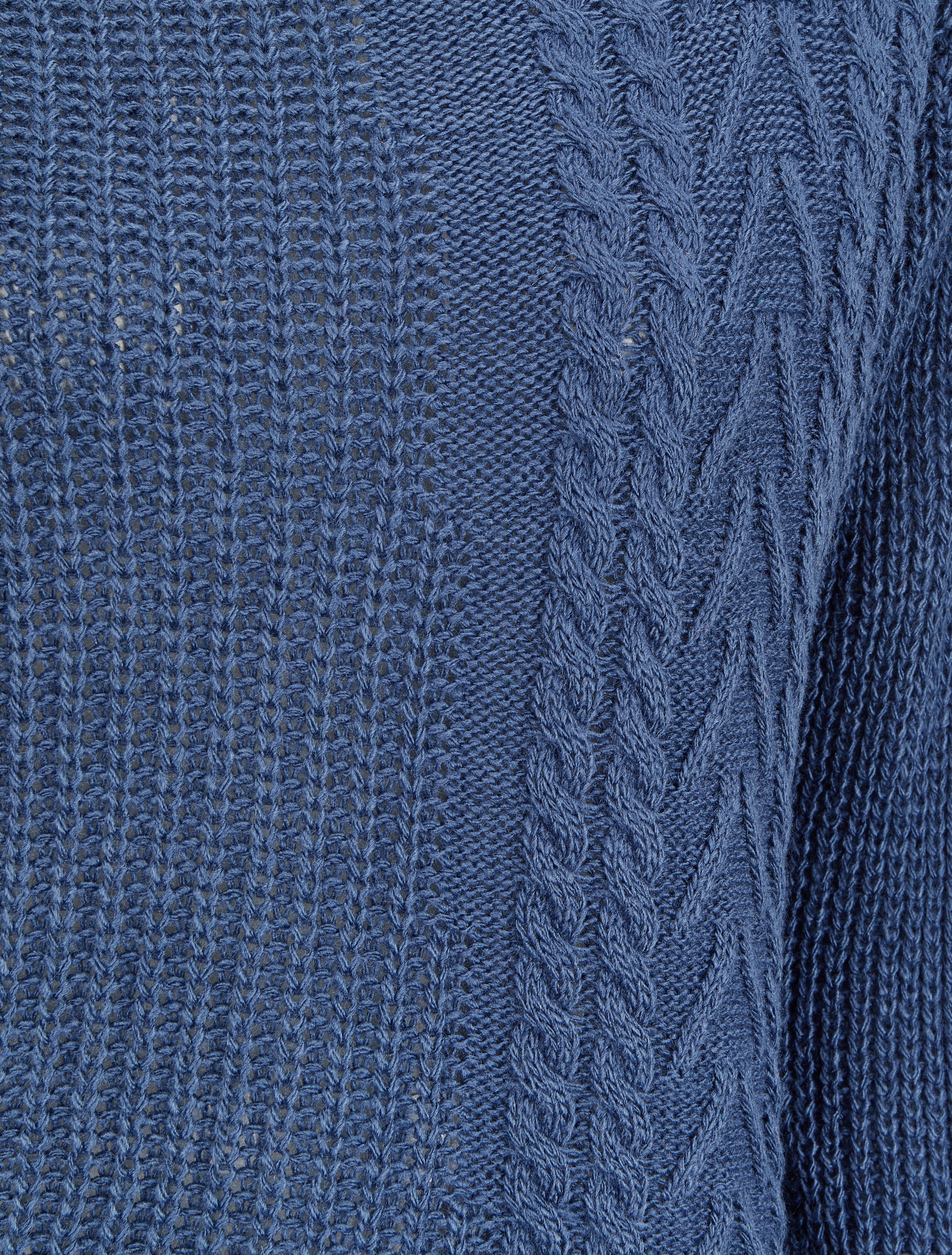Trui met opengewerkt opstaande kraag en asymmetrische randen - Blauw - Image 3
