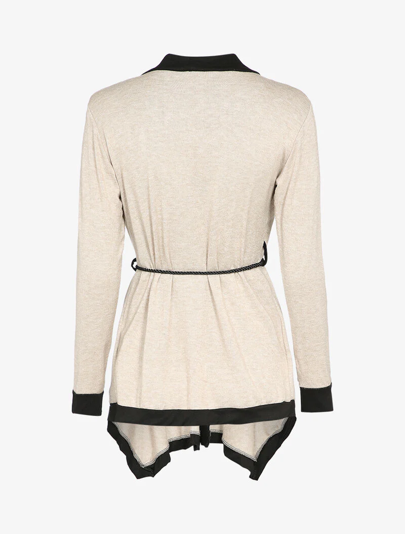 Pull trompe l'oeil stijl asymmetrisch vest - Beige - Image 3