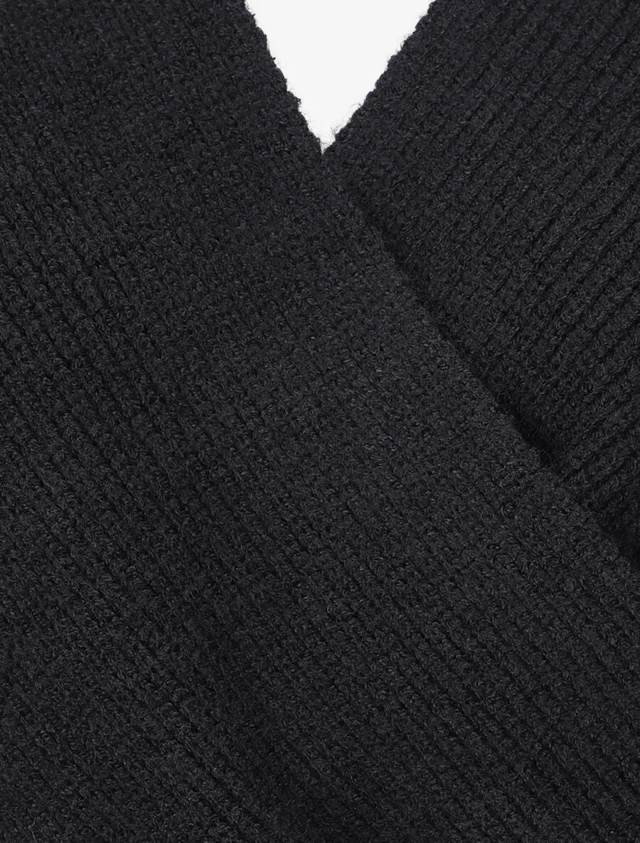 Uni col trui met overslag en asymmetrische onderkant - Zwart - Image 3