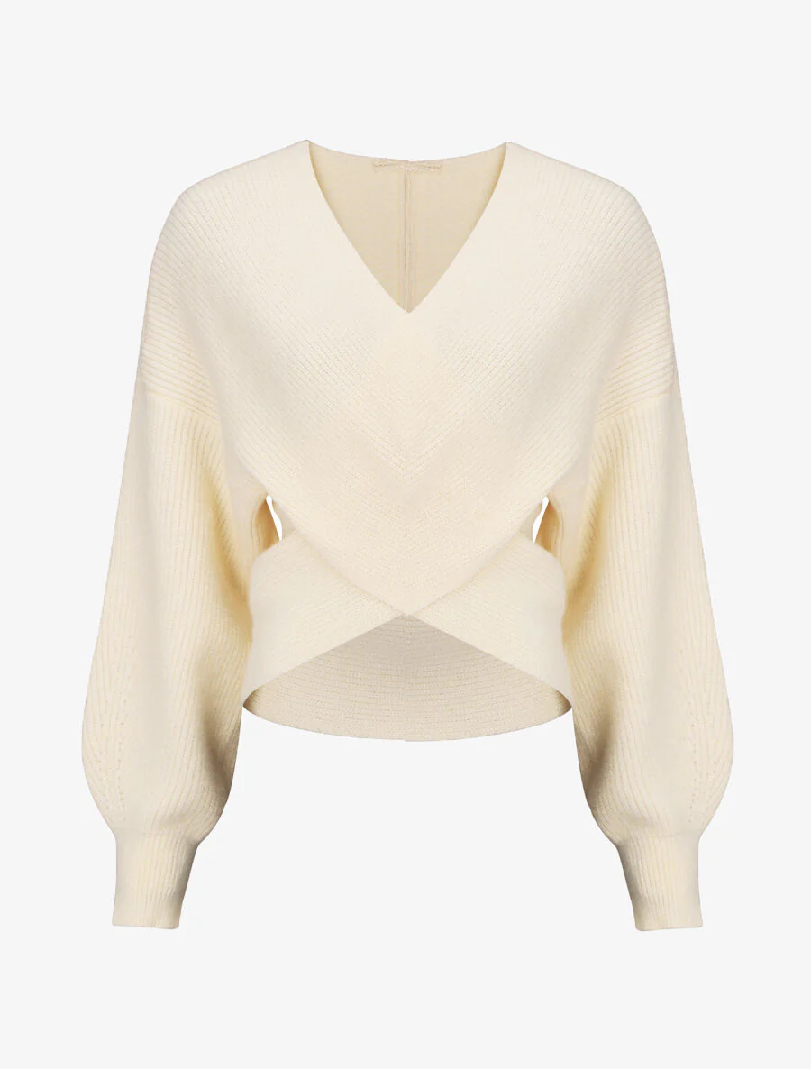Uni col trui met overslag en asymmetrische onderkant - Beige