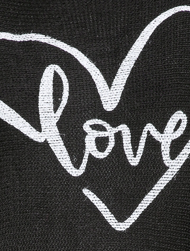 LOVE bedrukte vleermuis trui - Zwart - Image 3