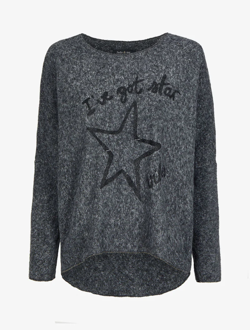 Vleermuis trui met print "I've got star" - Zwart