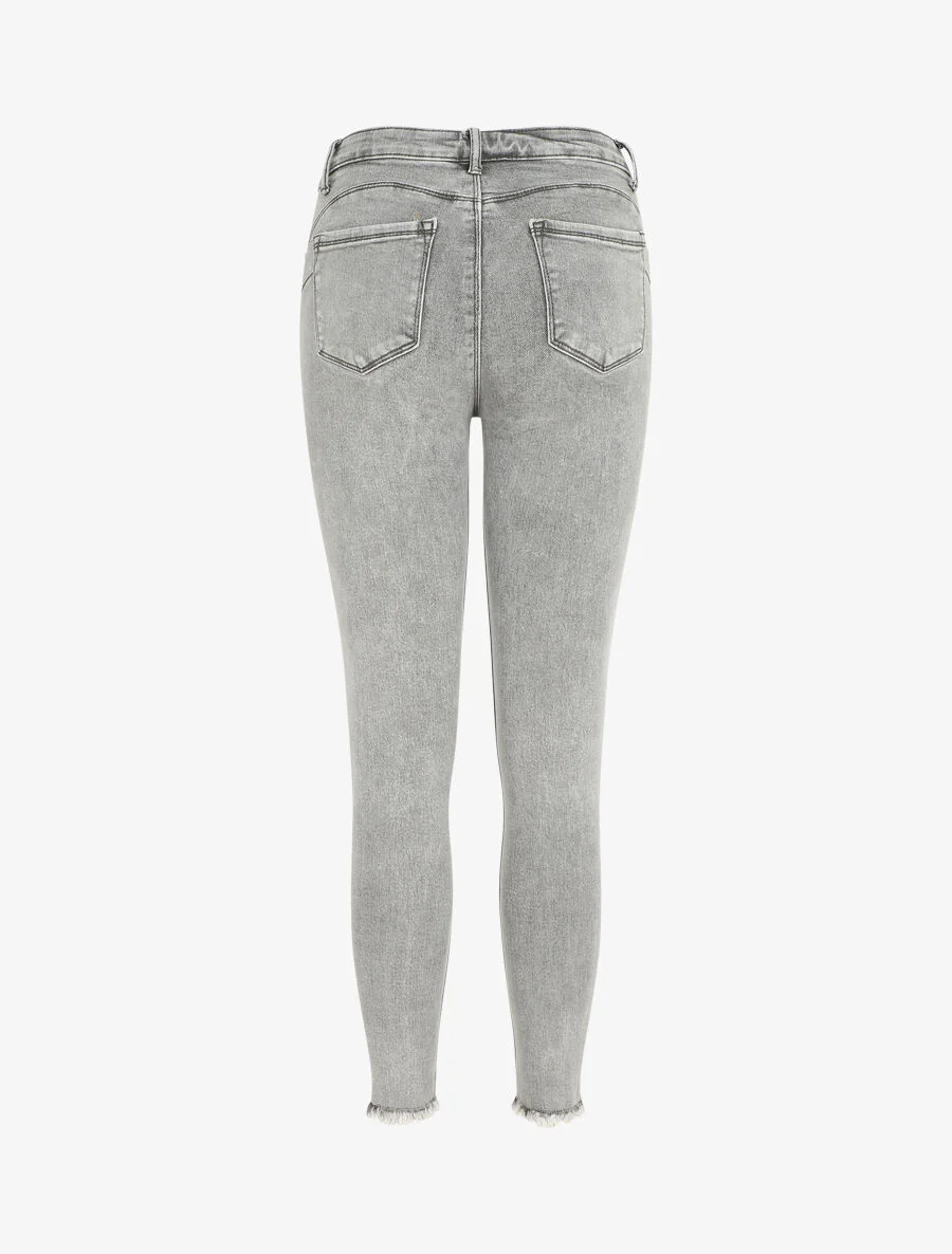 Push jeans met gerafelde randen. skinny fit - Grijs - Image 2