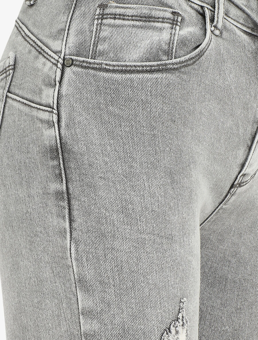 Push jeans met gerafelde randen. skinny fit - Grijs - Image 3