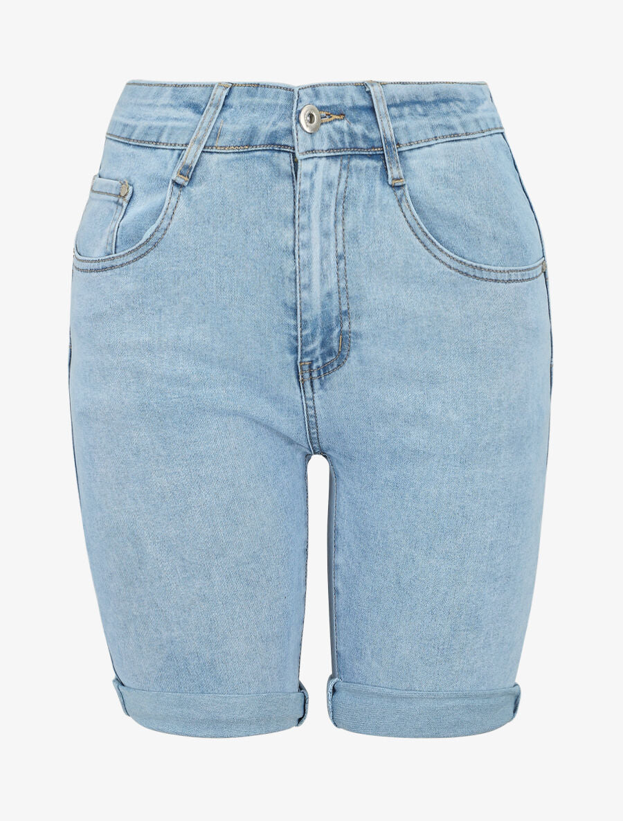 Bermuda push up met omgeslagen zoom - Lichtblauw - Image 2