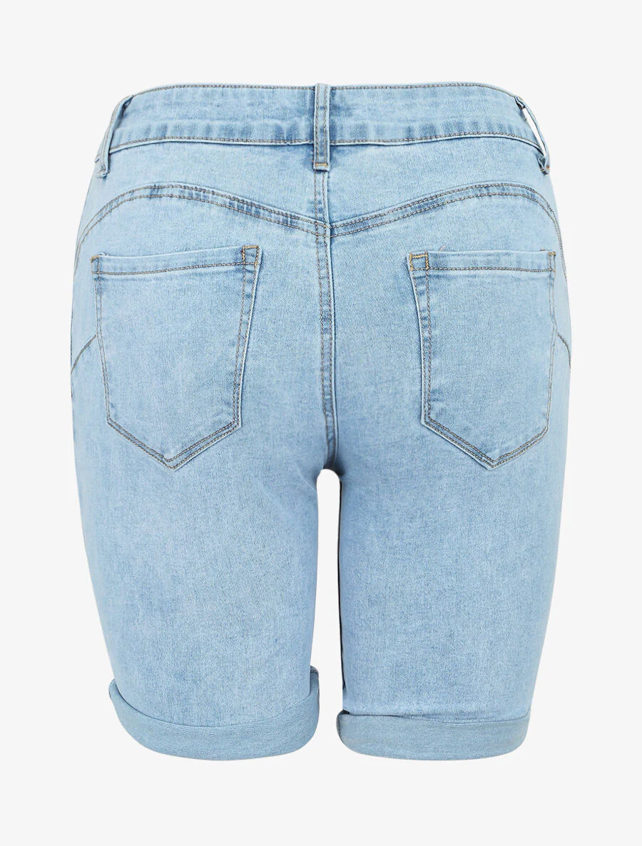 Bermuda push up met omgeslagen zoom - Lichtblauw - Image 3