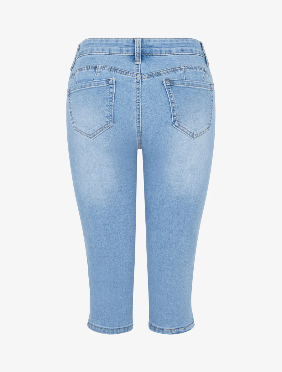 Push-up capribroek in denim - Blauw - Image 2