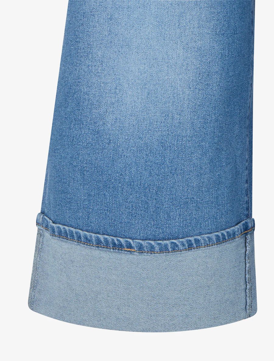 Push-up capribroek met omgeslagen zoom - Blauw - Image 3
