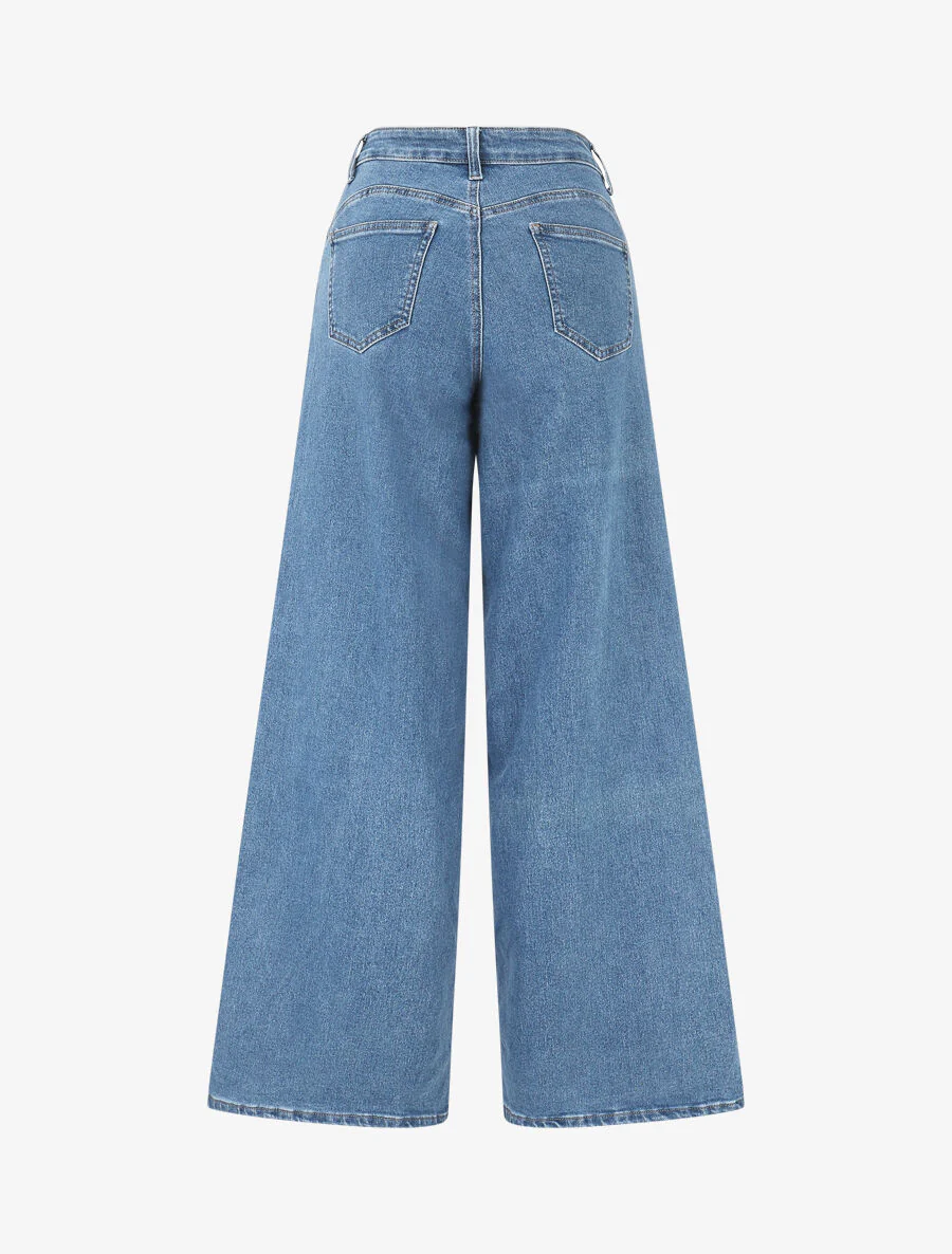 Push-up jeans met rechte wijde pijpen - Blauw - Image 2