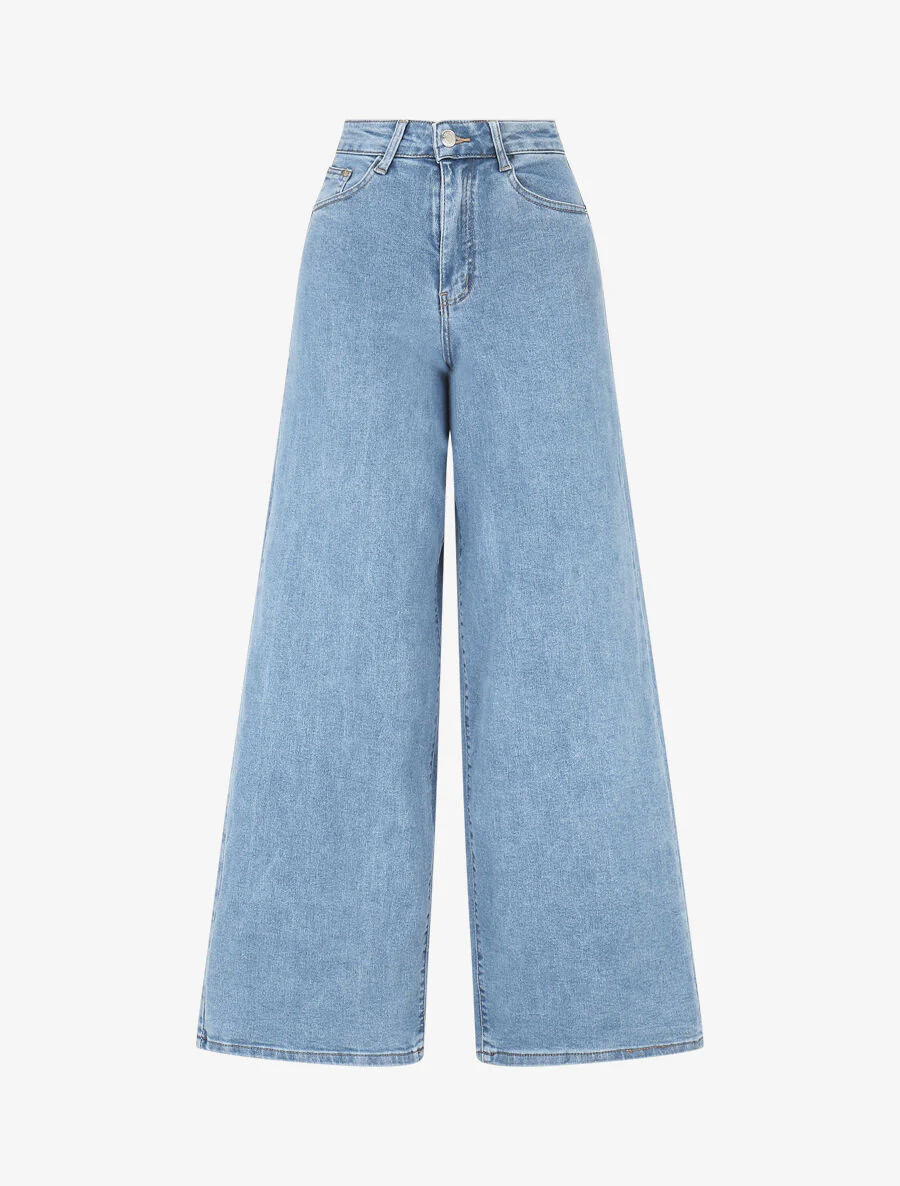 Push-up jeans met rechte wijde pijpen - Lichtblauw
