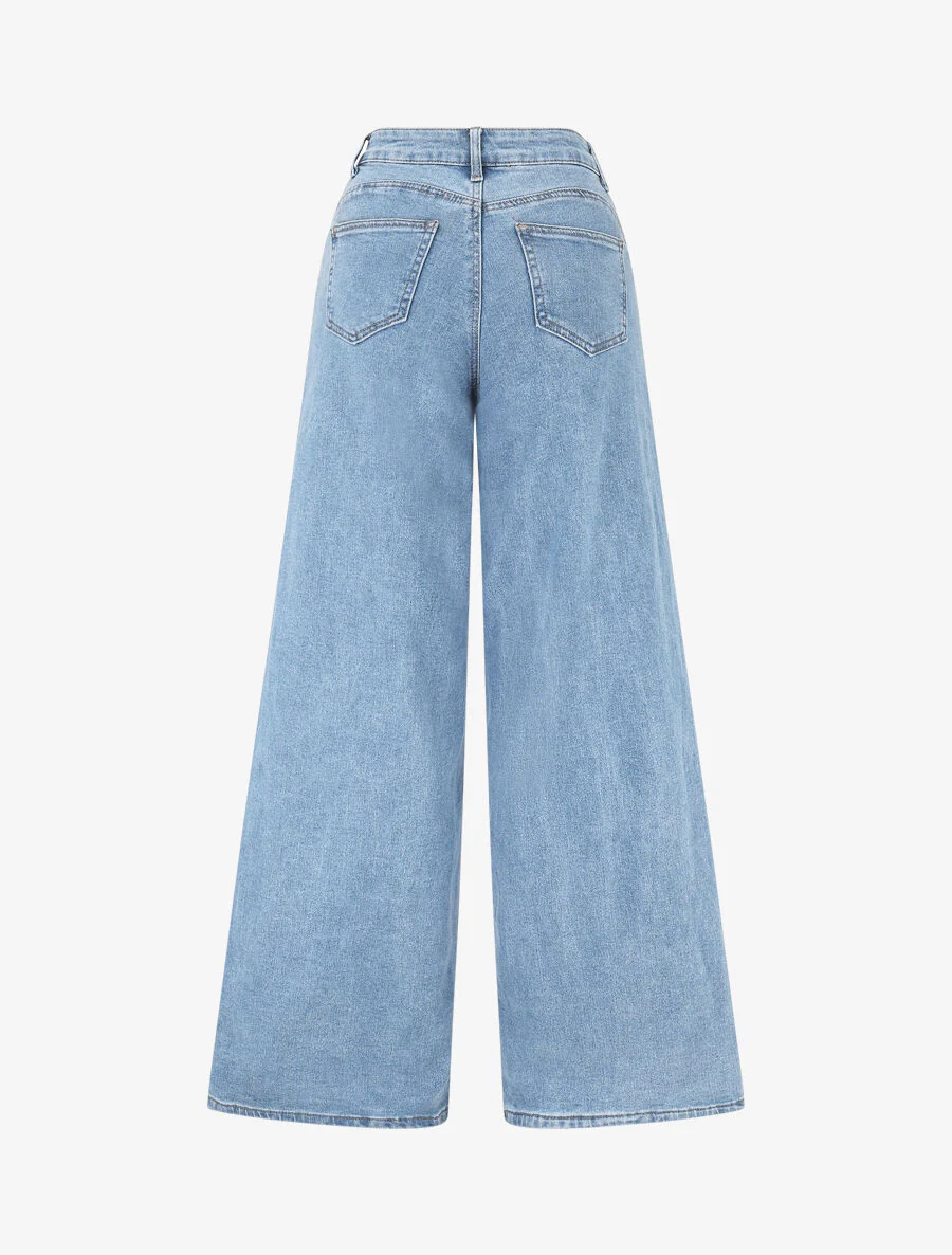 Push-up jeans met rechte wijde pijpen - Lichtblauw - Image 2