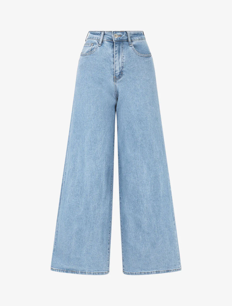 Push-up jeans met rechte wijde pijpen - Blauw bleached