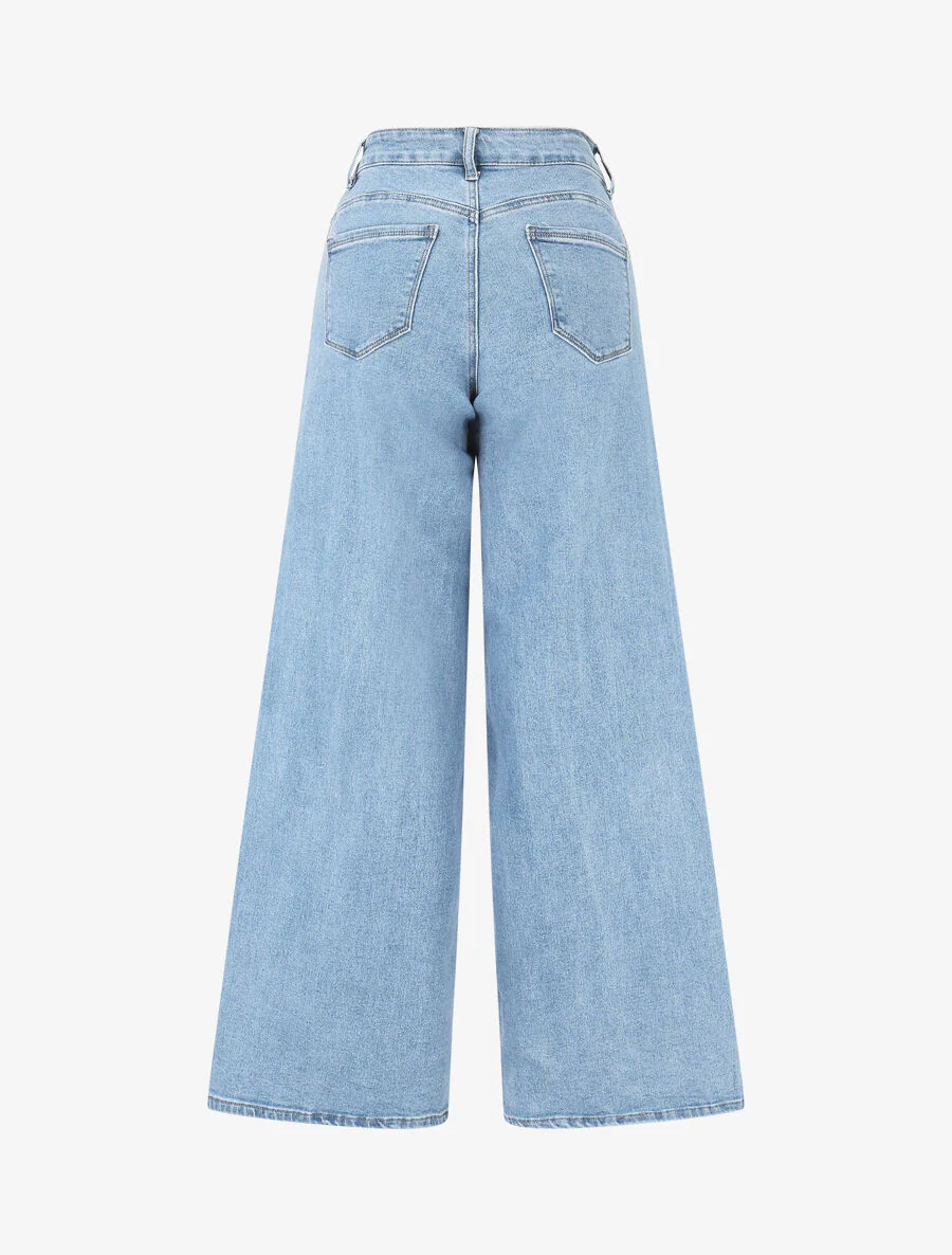 Push-up jeans met rechte wijde pijpen - Blauw bleached - Image 2