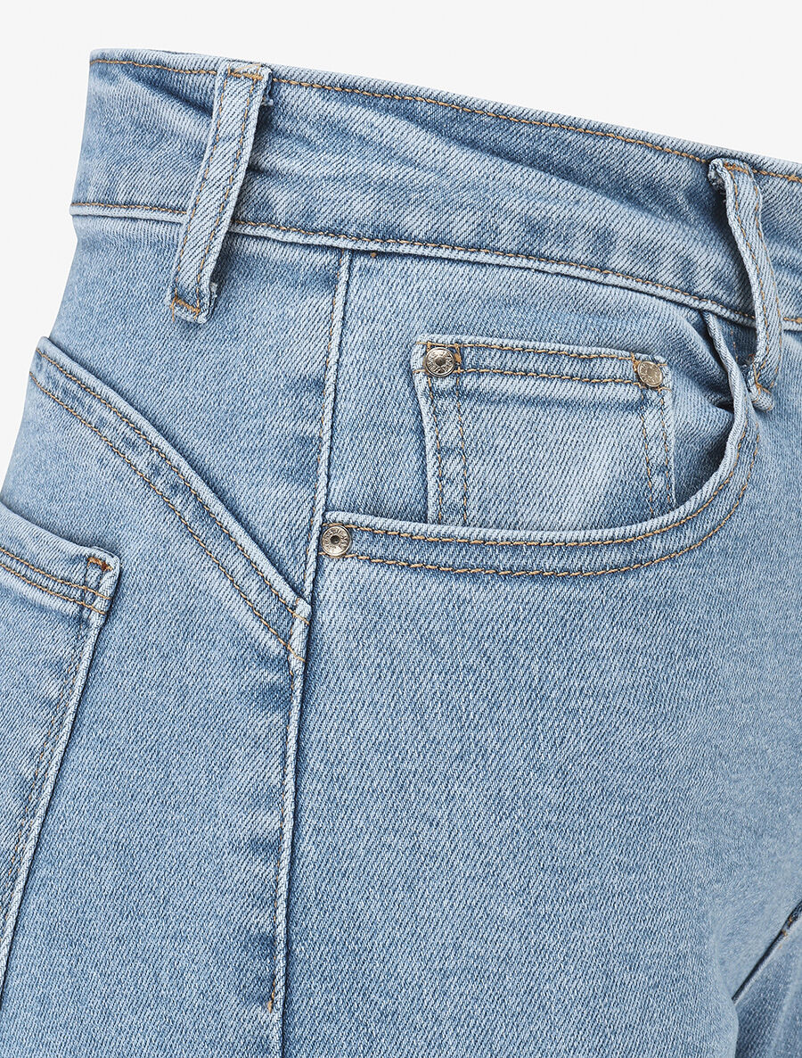 Push-up jeans met rechte wijde pijpen - Blauw bleached - Image 3