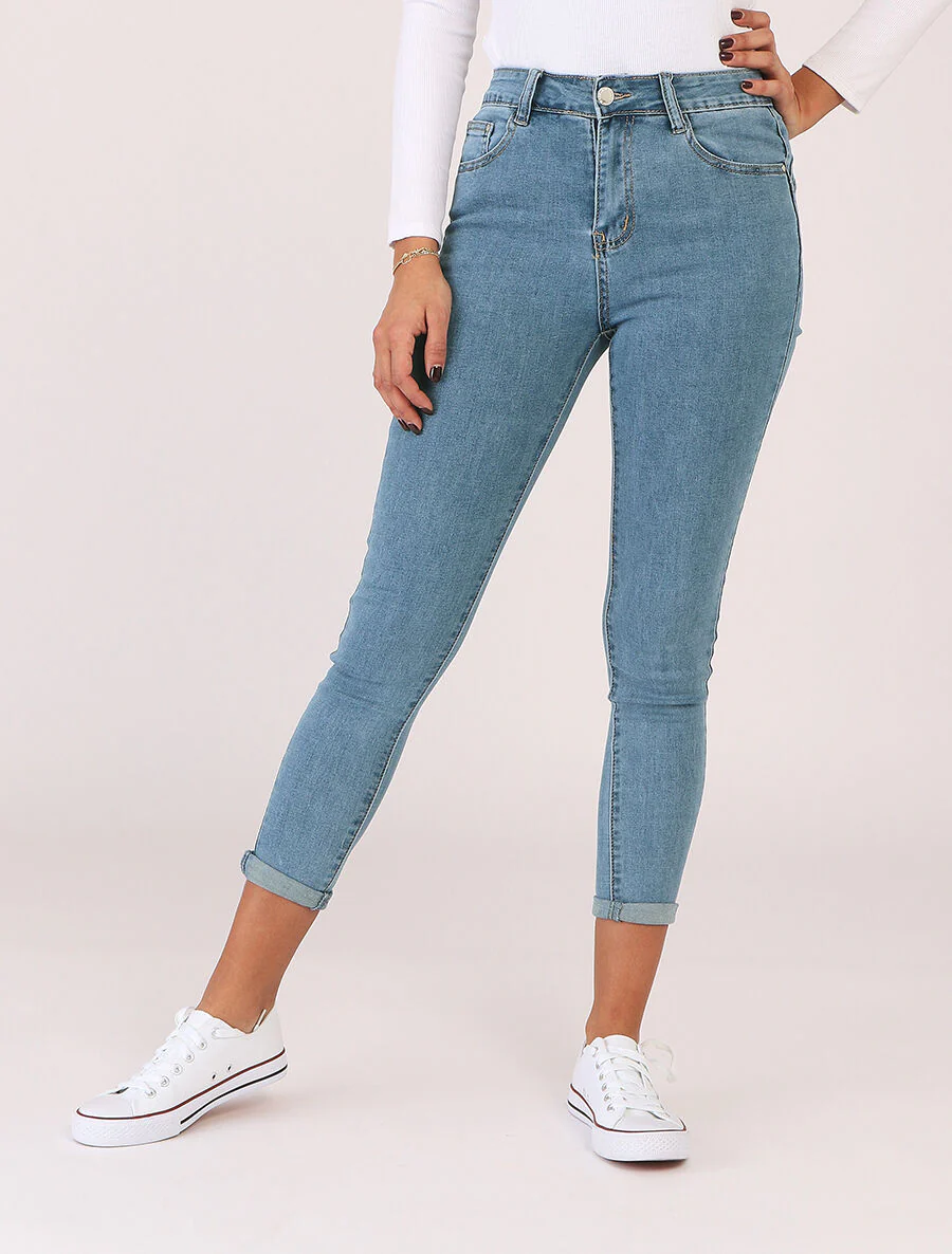 Push-up skinny jeans met hoge taille - Lichtblauw - Image 4