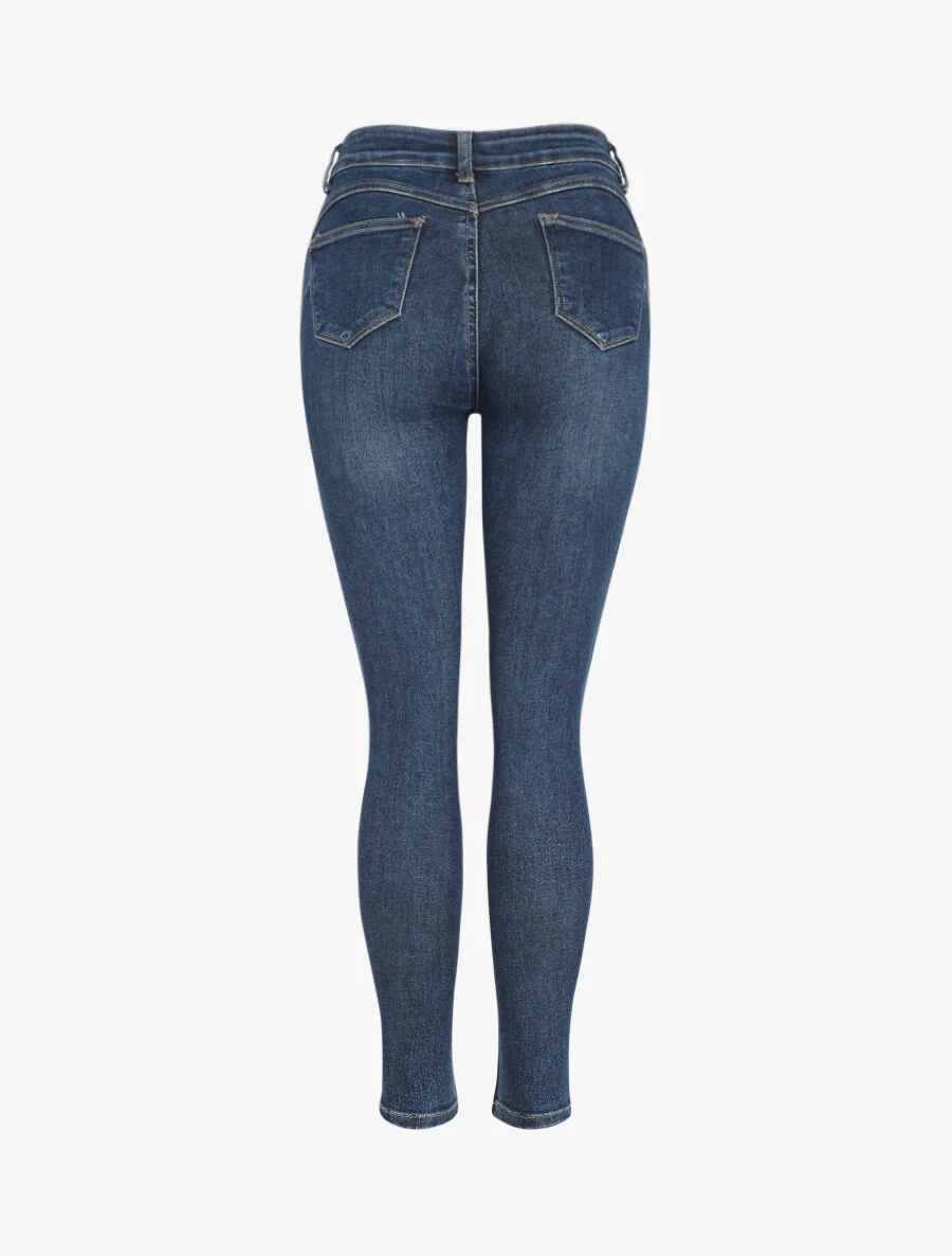 Push-up skinny jeans met hoge taille - Blauw - Image 3