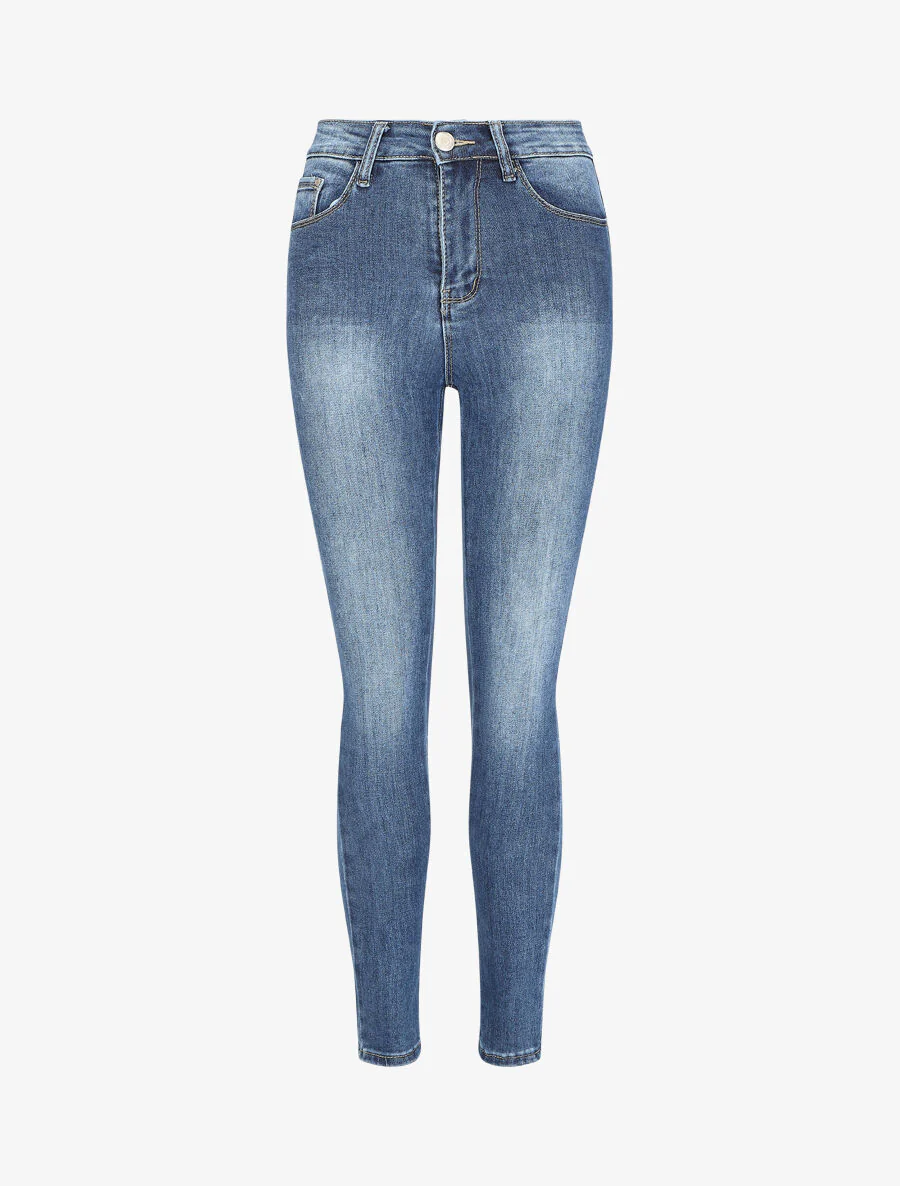 Push-up skinny jeans met hoge taille - blauw - Image 3