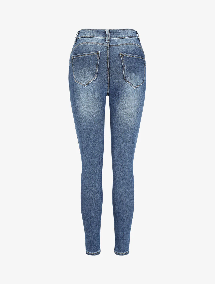 Push-up skinny jeans met hoge taille - blauw - Image 4