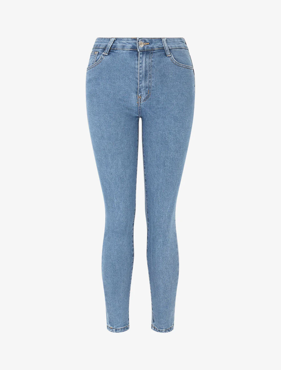 Push-up skinny jeans met hoge taille - Blauw
