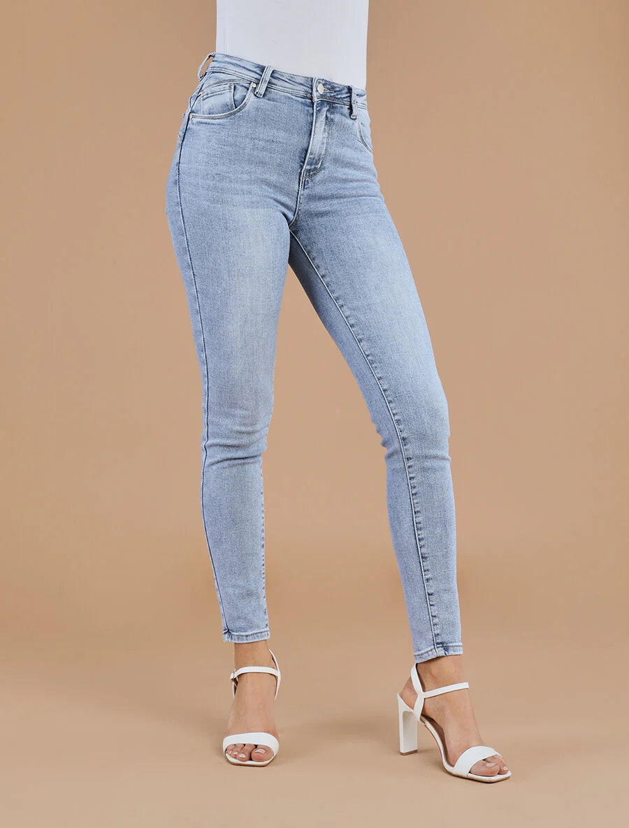 Push up skinny jeans standaard maat - Lichtblauw - Image 4