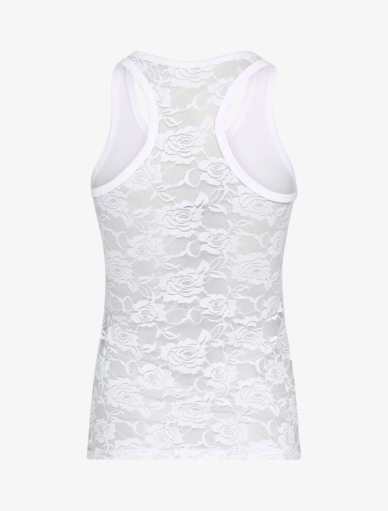 Racerback kanten tanktop - wit - Image 2