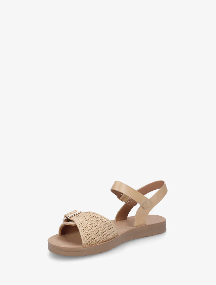 Raffia-effect sandalen met bandje - Donker beige - Image 3