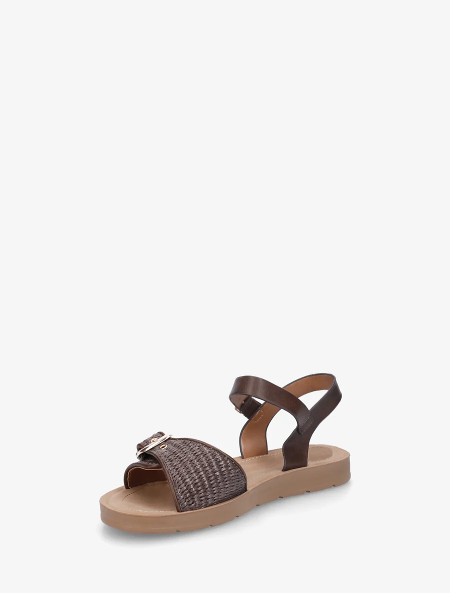 Raffia-effect sandalen met bandje - Bruin - Image 3