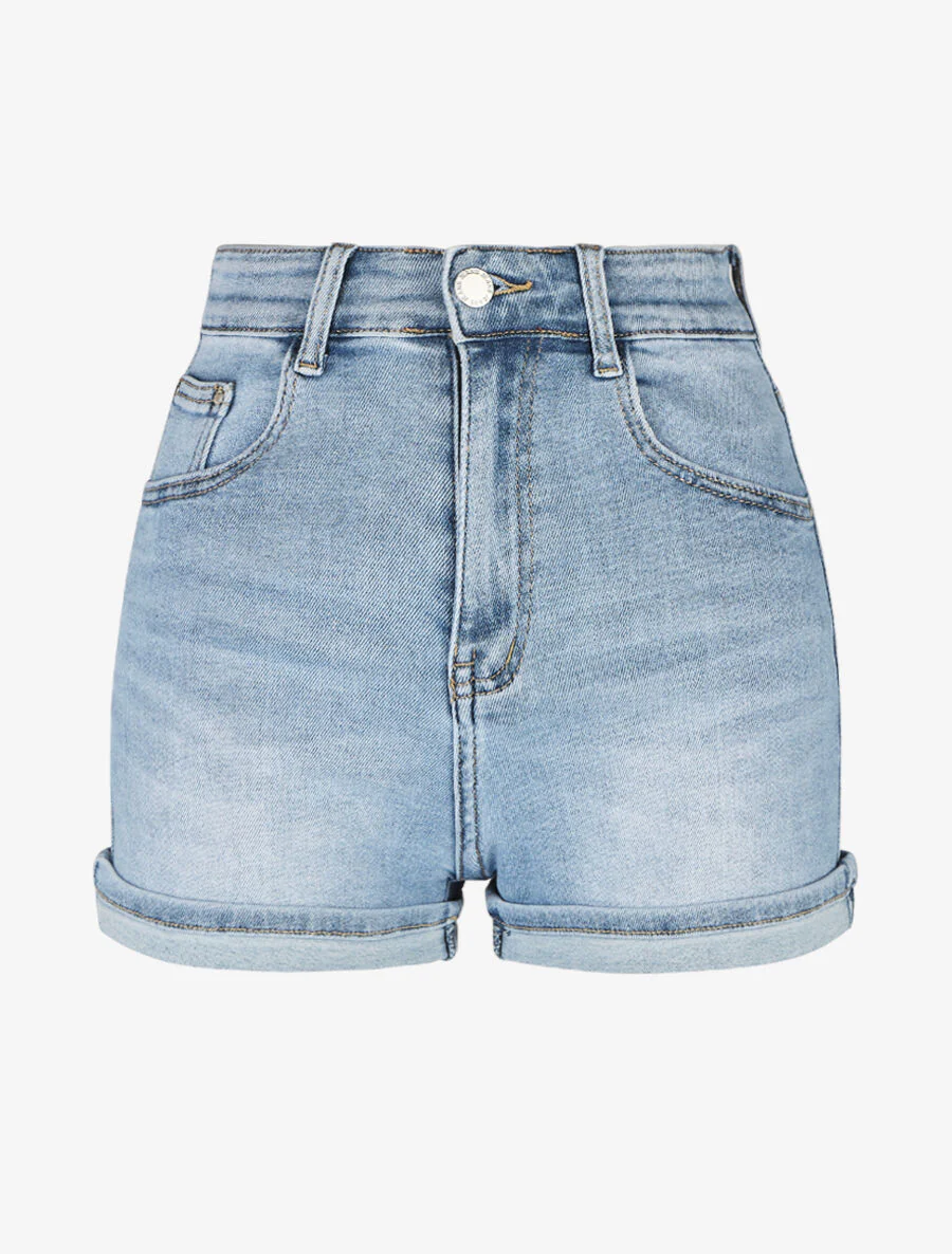Recht afgezoomde shorts - blauw