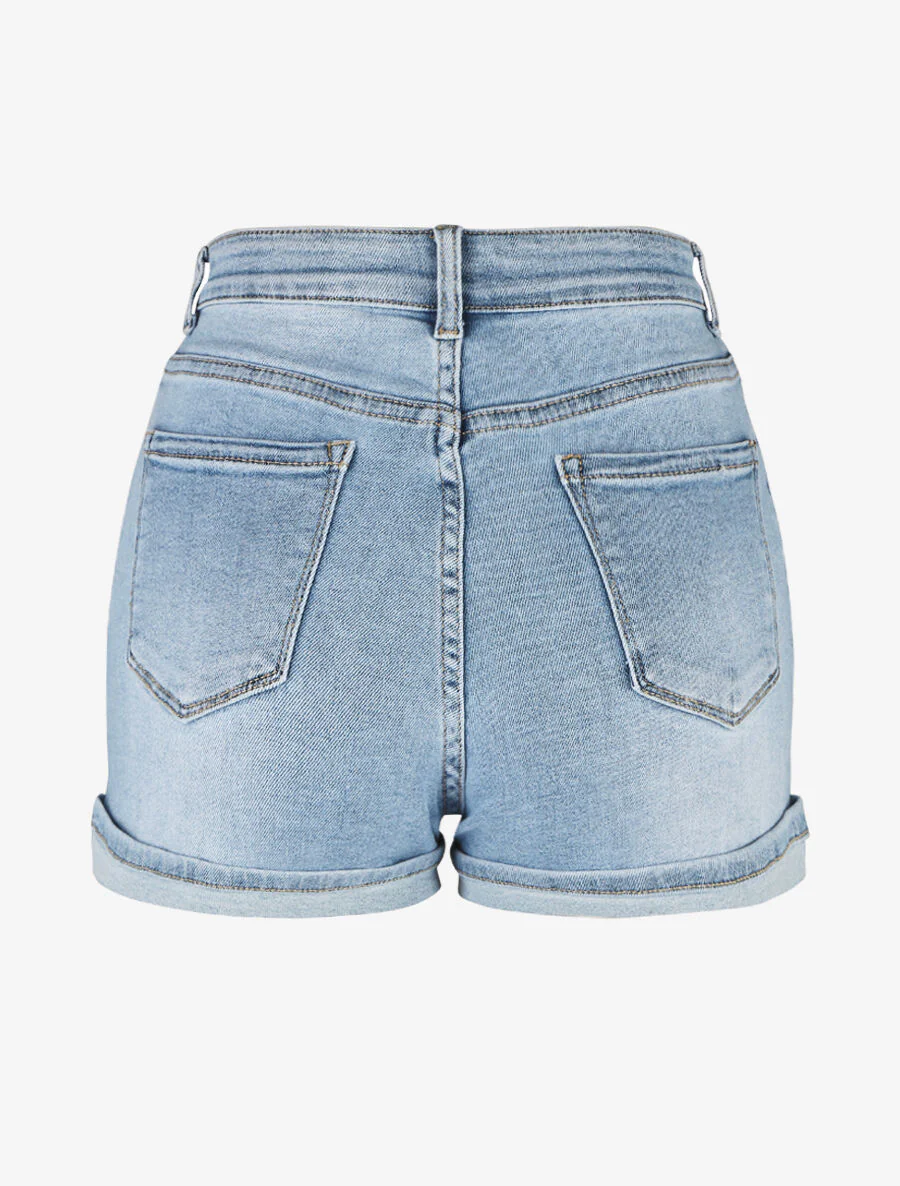 Recht afgezoomde shorts - blauw - Image 2