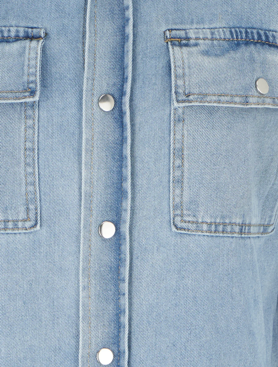 Recht denim overhemd met lange mouwen - Blauw - Image 3