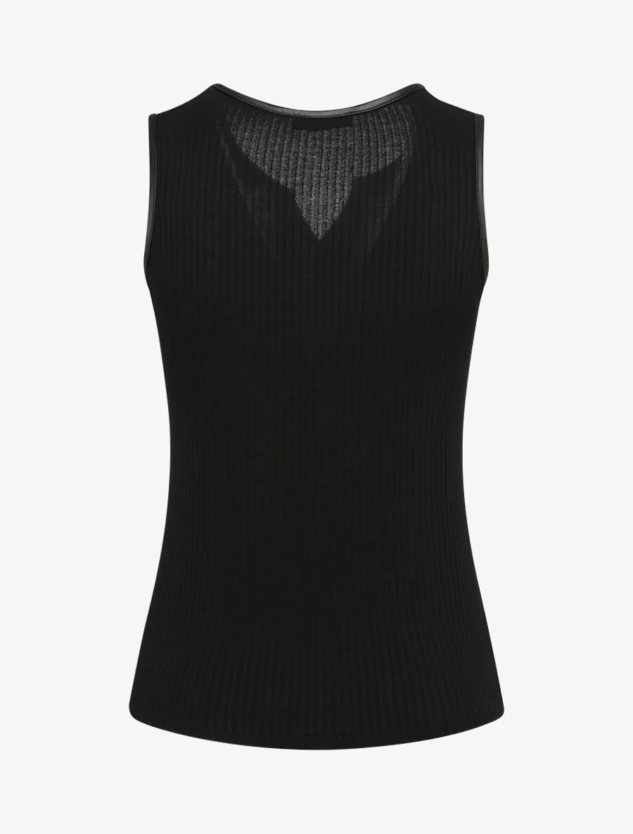Recht eenkleurig T-shirt met borstzak - Zwart - Image 2
