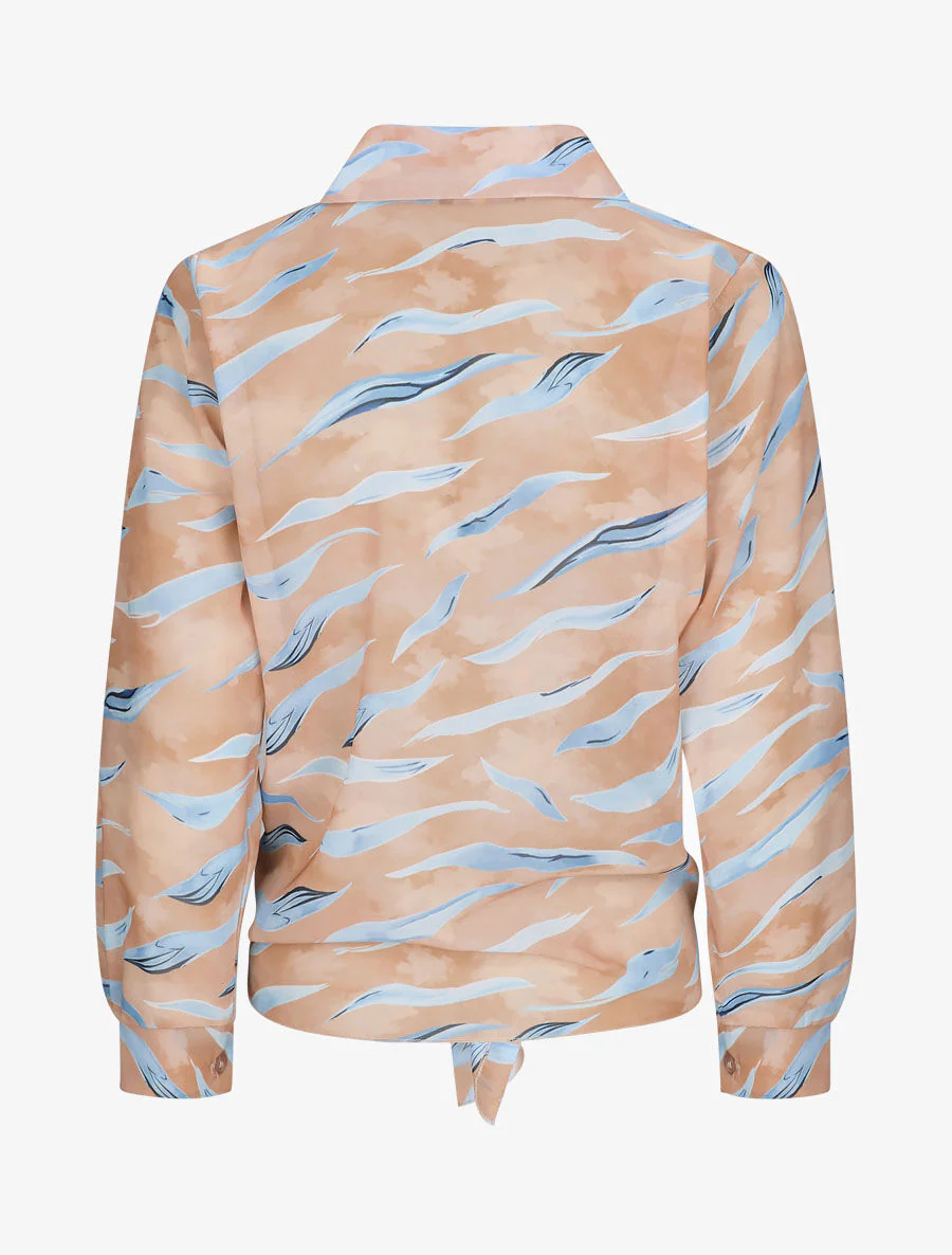 Recht gebonden gestreepte getatoeëerde shirt - Kameel - Image 2