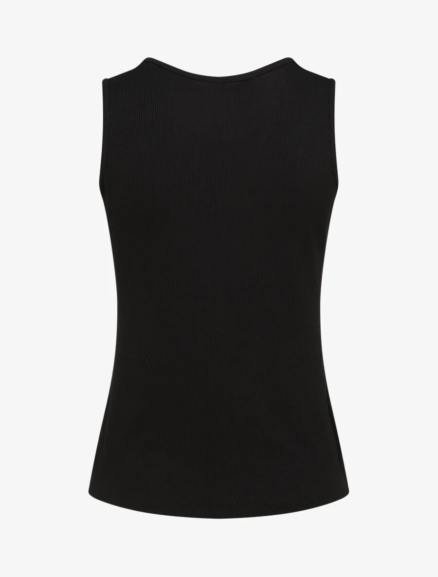 Recht gebreide gebutste singlet - zwart - Image 2