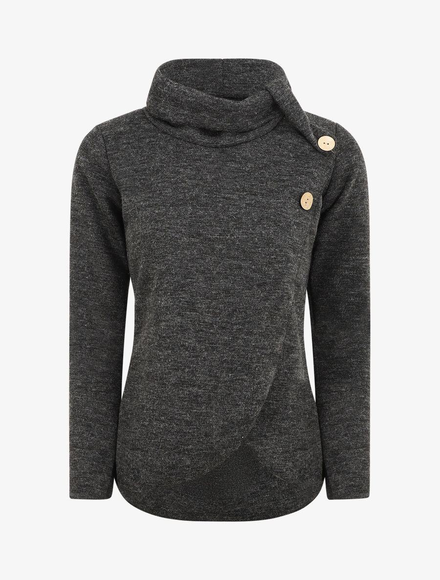 Recht geknoopt rollenkraag shirt - Zwart