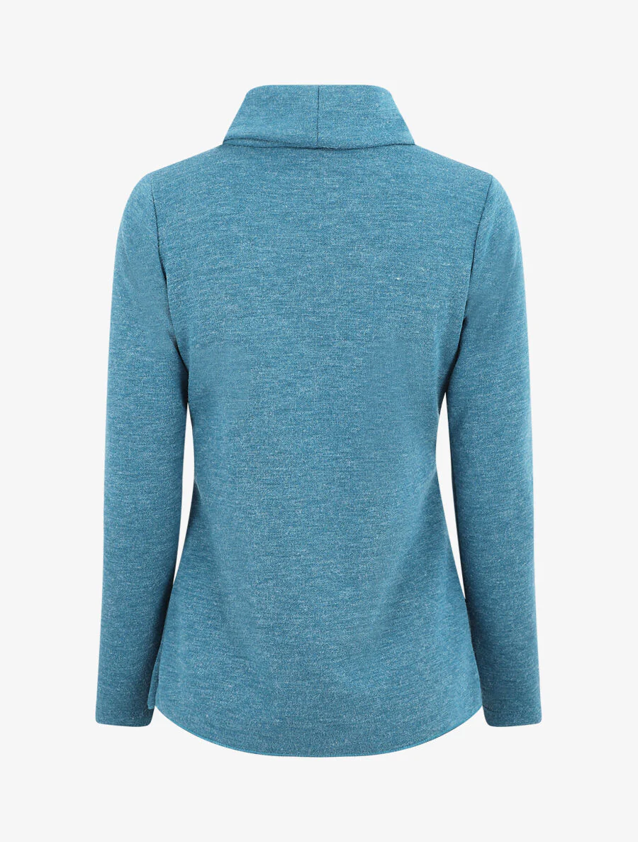 Recht geknoopt rollenkraag shirt - Blauwgroen - Image 2