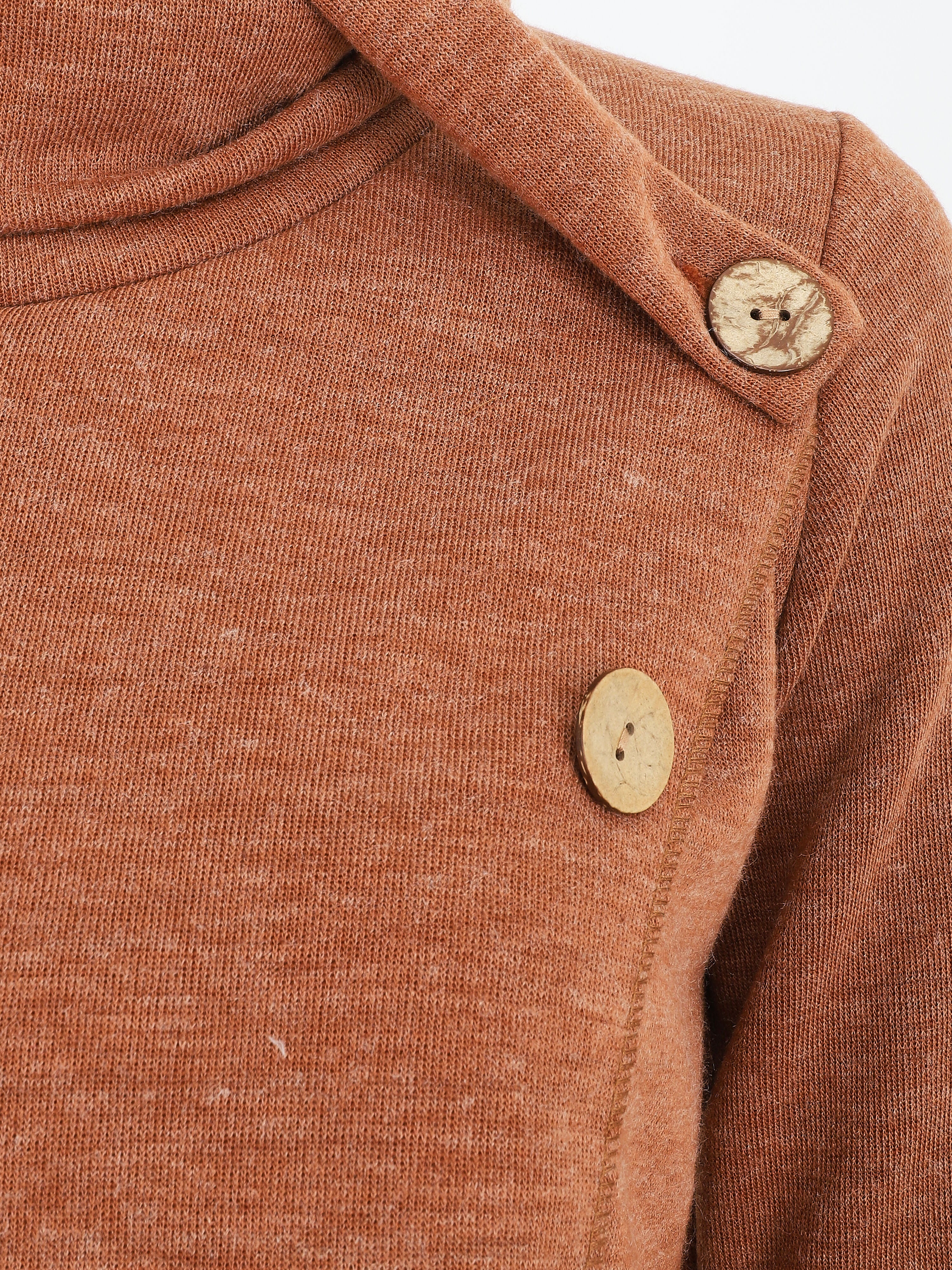 Recht geknoopt rollenkraag shirt - Camel - Image 3