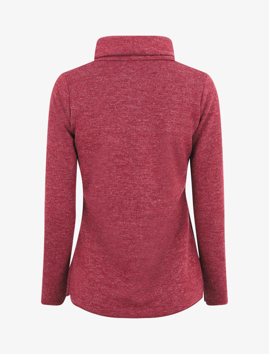 Recht geknoopt rollenkraag shirt - Bordeaux - Image 2
