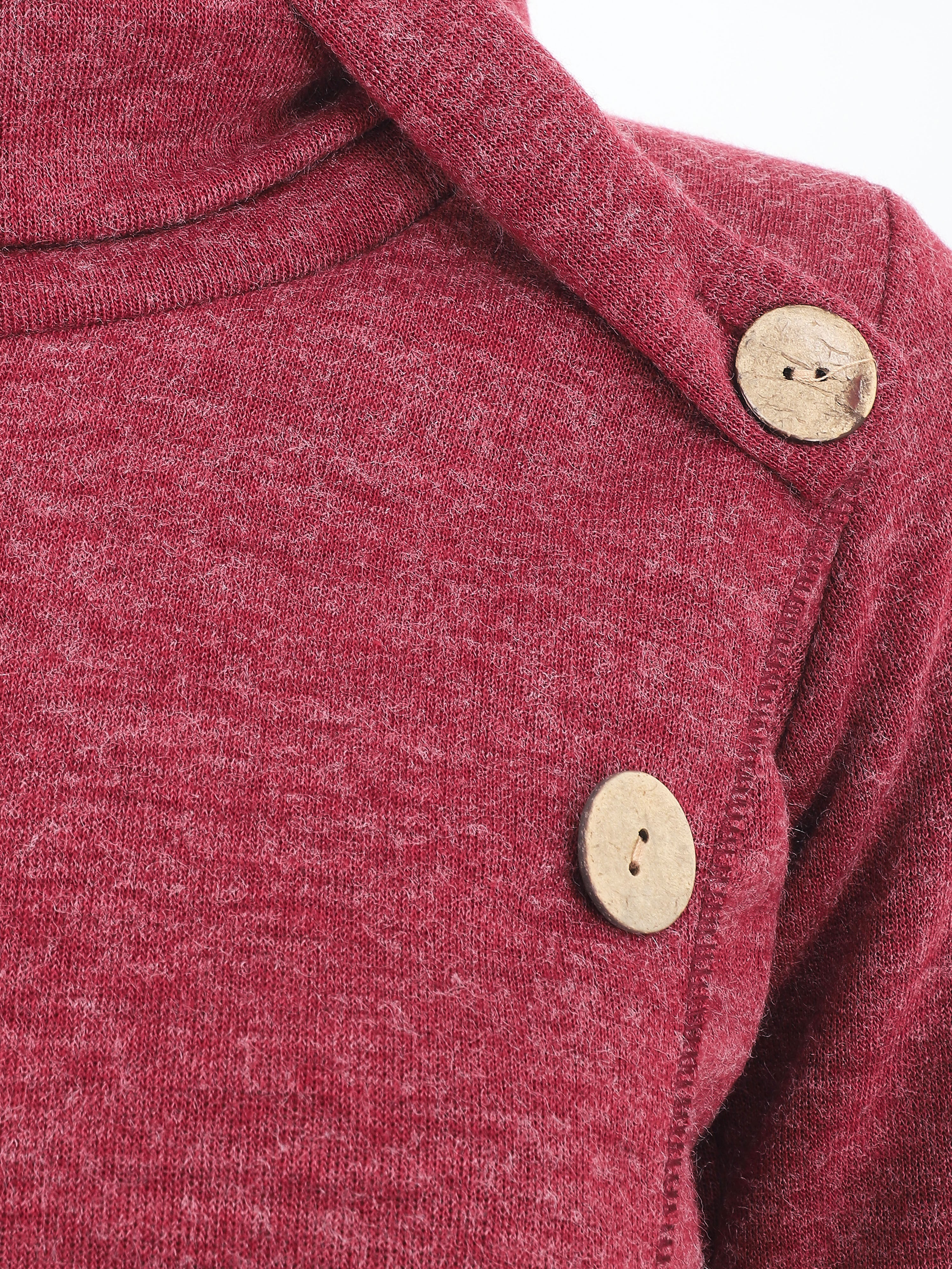Recht geknoopt rollenkraag shirt - Bordeaux - Image 3