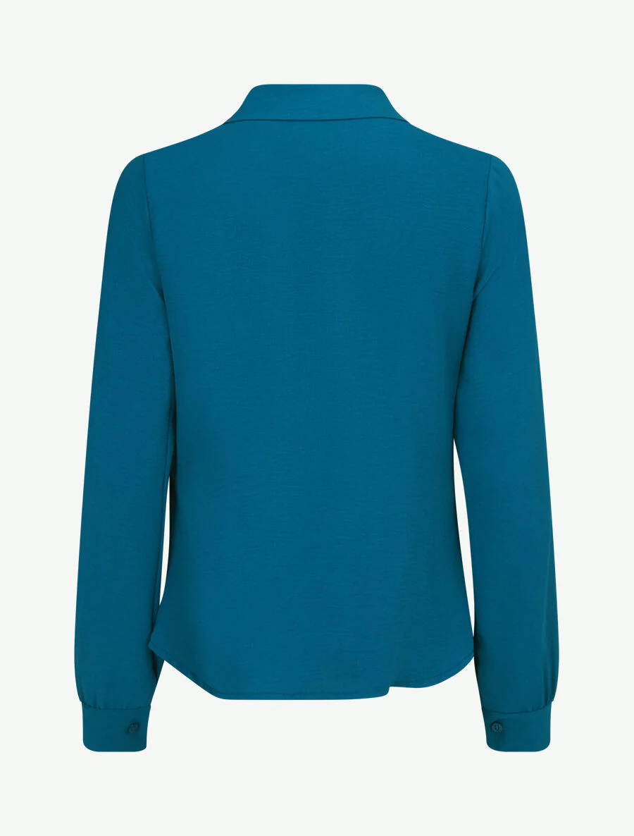 Recht geplooid overhemd - Blauwgroen - Image 2