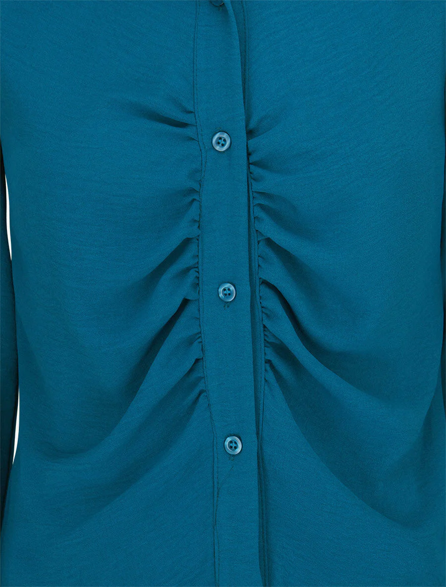 Recht geplooid overhemd - Blauwgroen - Image 3