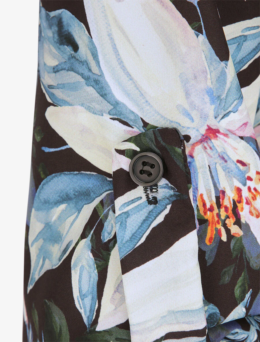 Recht geruite bloemen lis shirt jurk - Zwart - Image 3