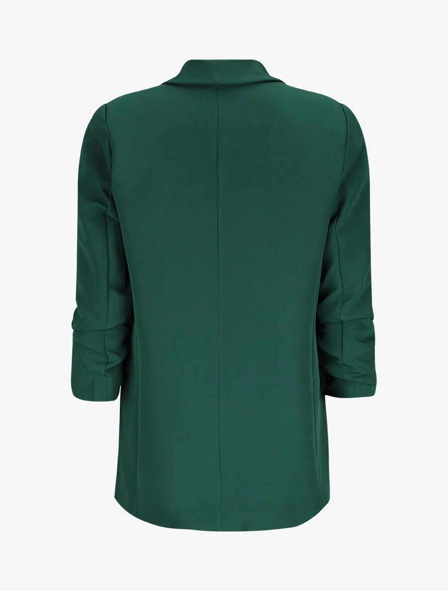 Recht gesneden blazer met 3/4 mouwen met plooien - Dennengroen - Image 2